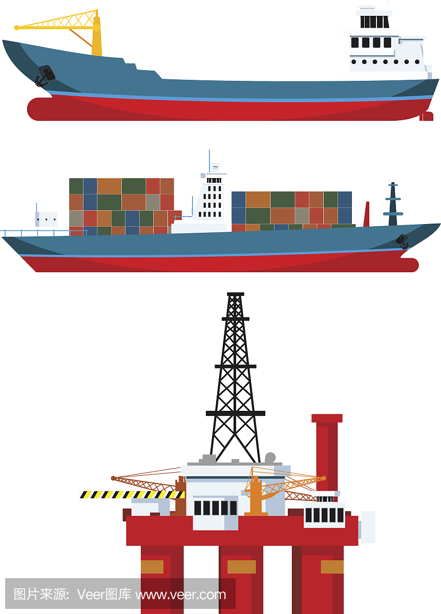 货船和石油平台